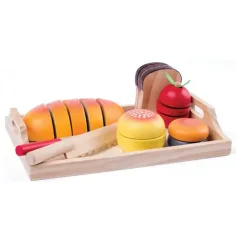Vassoio da colazione in legno con accessori da taglio