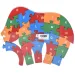 ABC - 123 puzzle educativo con elefanti in legno
