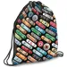 Ars Una: Sacca per la ginnastica nera con motivo skateboard Rollin Mania, 32x42 cm