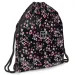 Ars Una: Sacca sportiva Pearl Blossom Black con fiori, 37,5x46cm