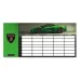 Ars Una: orario su un unico foglio, stampato fronte-retro con Lamborghini verdi