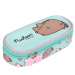 Astuccio ovale Pusheen con gatti, colore turchese, 23 cm