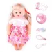 Bambola con capelli in abito rosa con accessori, 35 cm