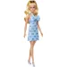 Barbie: Bambola bionda fashionista con abito blu a fantasia con papillon - Mattel