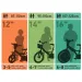 Bicicletta per bambini Bluey 12" con portaborraccia e rotelle, colore bianco-blu-verde – Bicicletta Dino Bikes