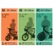 Bicicletta per bambini Bluey 14” con portaborraccia e rotelle laterali, colore bianco-blu-verde – Dino Bikes