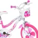 Bicicletta per bambini Flappy 16” con cestino e seggiolino per bambola, colore rosa-bianco – Dino Bikes