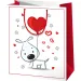 Borsa regalo di dimensioni normali con motivo di cagnolino innamorato 11x6x14cm