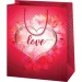 Borsa regalo di medie dimensioni di colore rosso decorata con la scritta "Love" 18x10x23cm