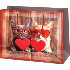 Borsa regalo media "Animali innamorati" 18 x 10 x 23 cm