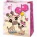 Borsa regalo esclusiva di dimensioni medie a fantasia giraffa 18x23x10 cm