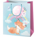 Borsa regalo esclusiva di grande formato con motivo di una volpe carina tra le nuvole, 27x14x33 cm