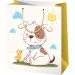 Borsa regalo esclusiva di grandi dimensioni con motivo di amicizia tra cane e pulcino 27x14x33cm