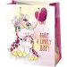 Borsa regalo grande con motivo di giraffa 27x14x33cm