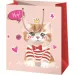 Borsa regalo media con motivo Regina dei Gatti 18x10x23cm