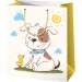 Borsa regalo media con motivo di cani e pulcini 18x10x23cm