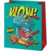 Borsa regalo media con motivo di dinosauro 18x10x23cm