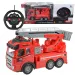 Camion dei pompieri con cestello elevatore telecomandato RC con effetti luminosi, scala 1/43, 27 MHz, 21 cm