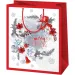 Cardex: Borsa regalo di medie dimensioni con motivo a campanelle rosso-bianco 17x10x23cm