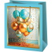 Cardex: Borsa regalo esclusiva di medie dimensioni con palloncini blu e oro, 18x10x23 cm