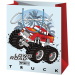 Cardex: Sacchetto regalo di medie dimensioni per auto Monster Truck rosso-bianco, 17,8x10x23 cm
