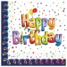 Confezione da 20 tovaglioli di carta con scritta "Happy Birthday" arcobaleno