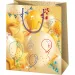 Grande borsa regalo dorata a fantasia di palloncini 26x13x33 cm