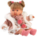 Llorens: Alexandra, bambola che piange da 42 cm con ciuccio e vestita con un abito a tema animale.