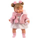 Llorens: Alexandra, bambola di 42 cm che piange con ciuccio e cappottino rosa.