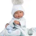 Llorens: Bambino neonato Tino di 43 cm con copertina blu, ciuccio e 3 diversi vestiti