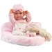 Llorens: Bambola neonato Nica di 40 cm con orsetto e lettino rosa