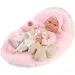 Llorens: Bambola neonato Nica di 40 cm con orsetto e lettino rosa