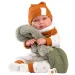 Llorens: Bambola neonato ridacchiante Talo Sonrisas da 42 cm con cappotto con cappuccio