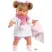 Llorens: Bambola piangente Alexandra di 42 cm con ciuccio e sciarpa rosa con pon pon.