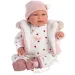 Llorens: Bambola piangente Tina di 44 cm con gilet rosa con cappuccio