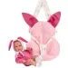 Llorens: Bimba neonato con marsupio rosa con coniglietto 35 cm