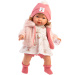 Llorens: Carla, bambola che piange di 42 cm con ciuccio e cappellino a cuoricini.