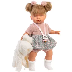 Llorens: Joelle, bambola che piange di 38 cm con ciuccio e cappotto bianco. immagine 2
