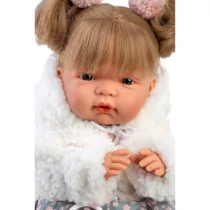 Llorens: Joelle, bambola che piange di 38 cm con ciuccio e cappotto bianco. immagine 4