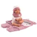 Llorens: Mimi bambola piangente di 42 cm con sacco nanna rosa con orecchie da orsetto