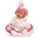 Llorens: Mimi bambola sorridente di 42 cm con cappello rosa con orecchie da coniglio e cuscino