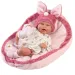 Llorens: Mimi bambola sorridente di 42 cm con cappello rosa con orecchie da coniglio e cuscino