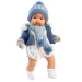 Llorens: Sasha bambola piangente di 38 cm con ciuccio, cappotto blu e sciarpa con pompon.