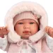 Llorens: Tina, neonato di 44 cm con gilet rosa con cappuccio