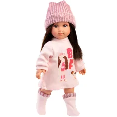 Llorens: bambola Sara da 35 cm con cappellino rosa lavorato a maglia immagine 1