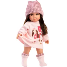 Llorens: bambola Sara da 35 cm con cappellino rosa lavorato a maglia immagine 2
