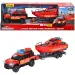 Majorette: Land Rover camion dei pompieri con barca, effetti luminosi e sonori 33cm - Simba Toys