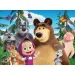 Masha e Orso 2 in 1 puzzle ecologico da 60 pezzi e libro da colorare 70x50cm - Lisciani