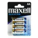 Maxell: Pile alcaline stilo 1.5V AA LR6 confezione blister da 4 pezzi
