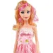 Nicky: Bambola di moda gigante con capelli biondi in abito rosa con effetti sonori, 56 cm